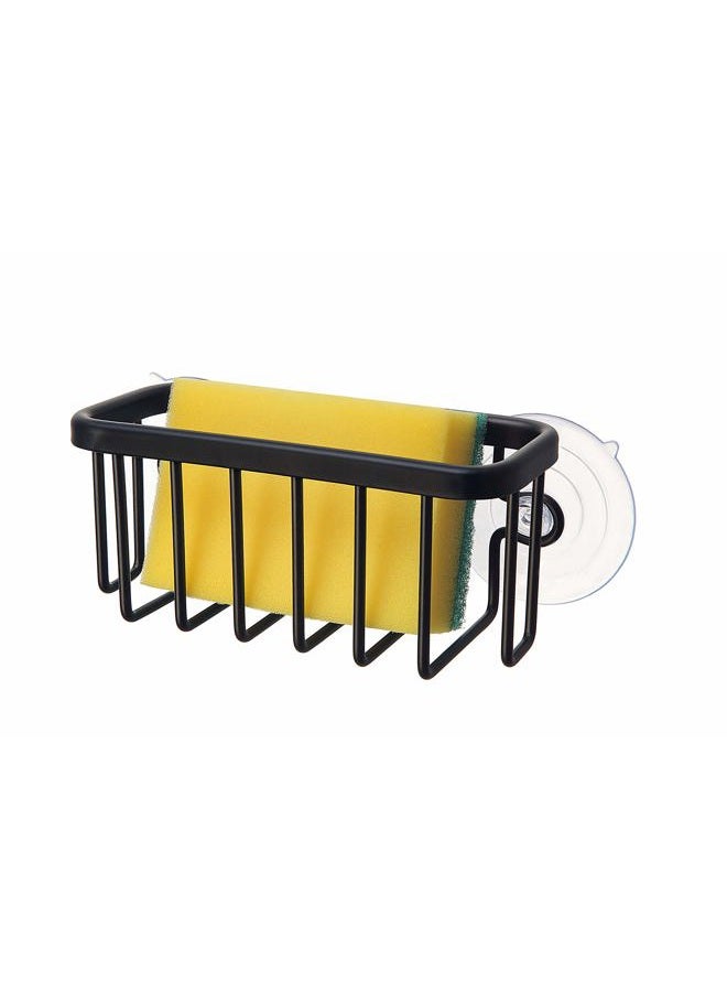 SunnyPoint NeverRust Kitchen Sink Suction Holder for Sponges, Scrubbers, Soap, Kitchen, Bathroom, 6" x 2.5" x 2.75", Aluminum (BLACK) - Image 1