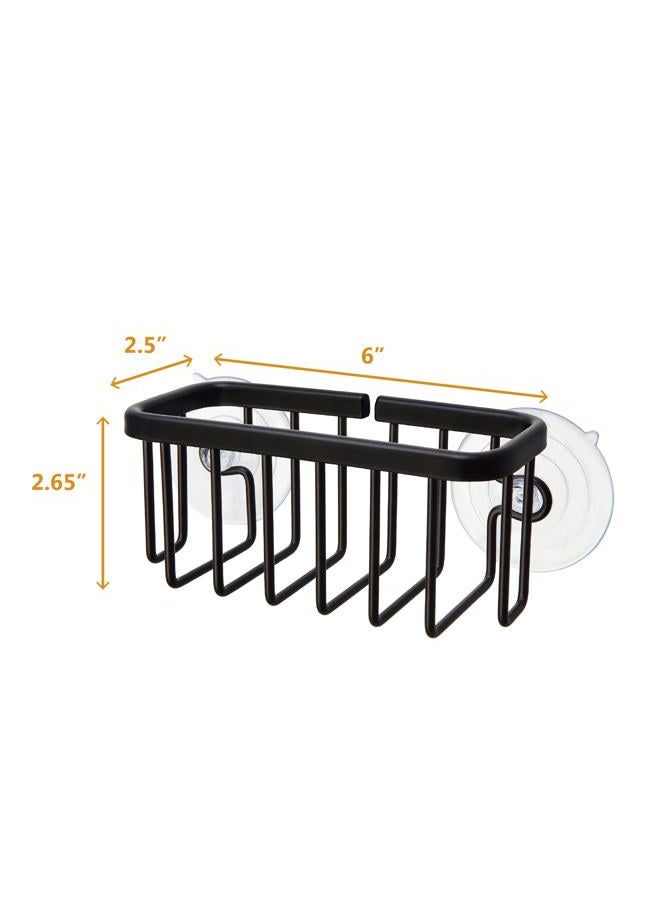 SunnyPoint NeverRust Kitchen Sink Suction Holder for Sponges, Scrubbers, Soap, Kitchen, Bathroom, 6" x 2.5" x 2.75", Aluminum (BLACK) - Image 3