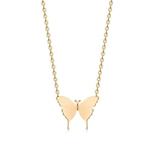 Fettero Butterfly Necklace for Women Gold Pendant Dainty Chain 14K Gold Plated Minimalist Simple Cute Animal Jewelry Gift - Image 1
