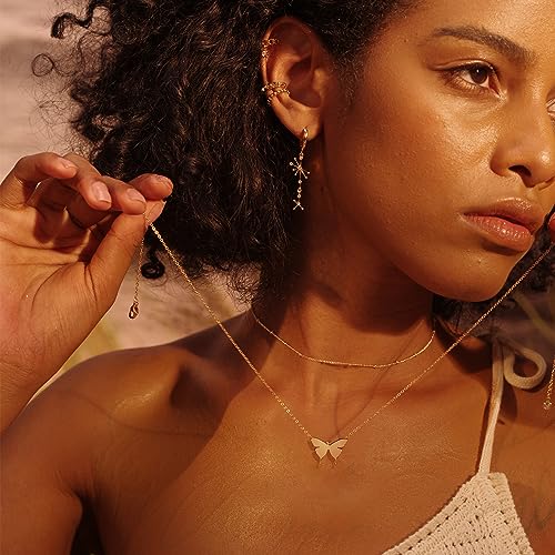 Fettero Butterfly Necklace for Women Gold Pendant Dainty Chain 14K Gold Plated Minimalist Simple Cute Animal Jewelry Gift - Image 2