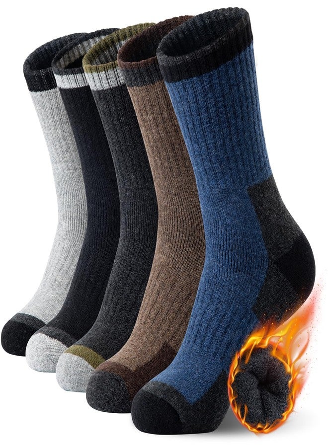 SIMIYA Merino Wool Hiking Socks for Men - 5 Pairs Thick, Warm, Thermal Winter Crew Socks for Cold Weather - Image 1