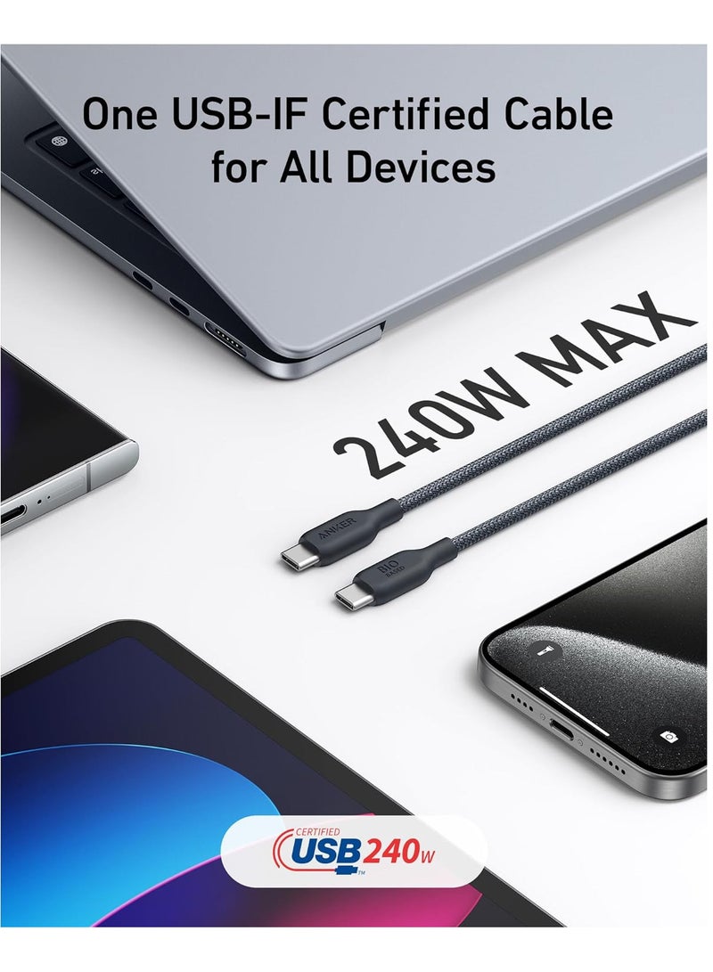 Anker USB C To C Cable (240W, 3 ft), Bio-Braided Fast Charge Cable For iPhone 15/15 Pro, MacBook Pro 2020, iPad Pro 2020, iPad Air 4, Samsung Galaxy S23+/S23 Ultra - Image 5