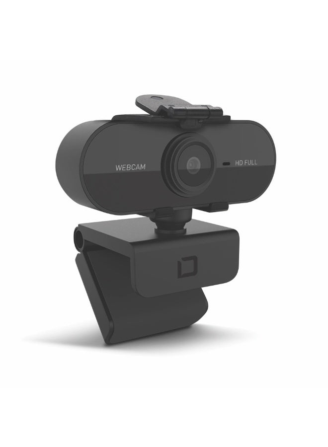 DICOTA Webcam PRO Plus Full HD 1080P | Plug & Play USB 2.0 Webcam with Built-in Microphone (5m Range) | 360° Rotating Lens, Privacy Cover, Auto White Balance | Compatible with Windows/Mac/Skype/Zoom | Black - Image 1