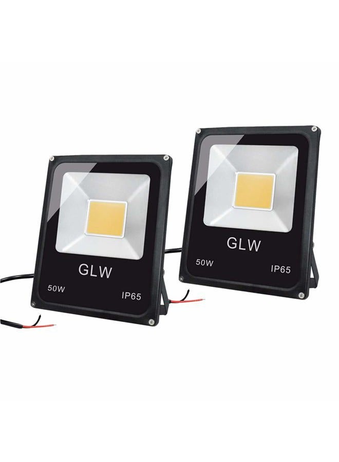 GLW 50W LED Landscape Lights 12-24V DC Warm White Flood Lights Low Voltage Landscape Lighting IP65 Waterproof Security Light for Walls Trees Flags Outdoor Spotlights with Spike Stand(2 Pack) - Image 1