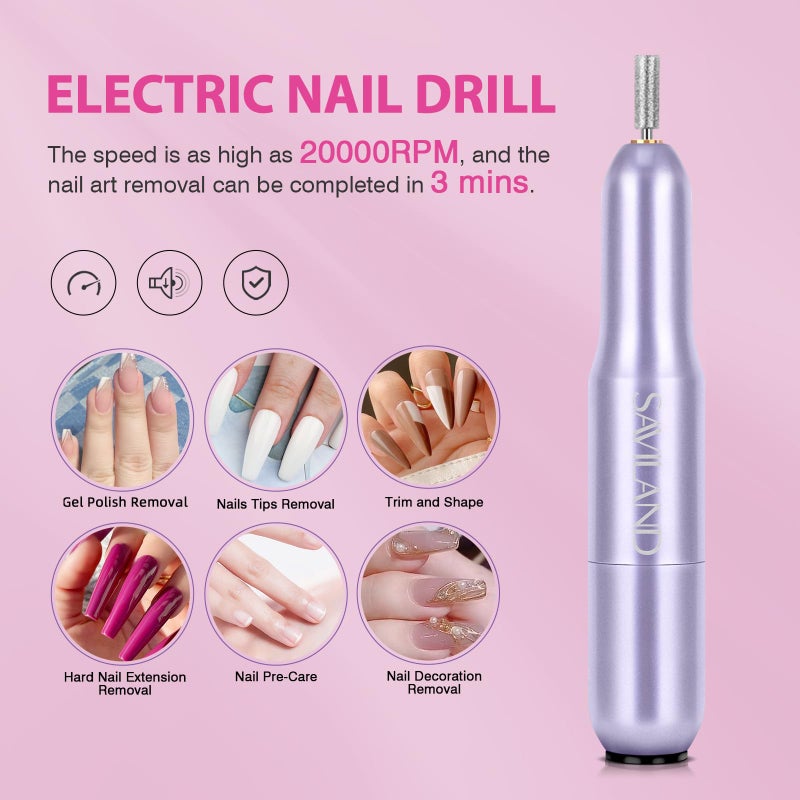 SAVILAND Almond Gel Nail Kit: Nail Drill Kit U V Lamp for Nails 500PCS Almond Nail Tips Gel Nail X Kits Nail Glue Easy Use Manicure Tool Extension Set DIY At Home Salon Gift for Women - Image 3