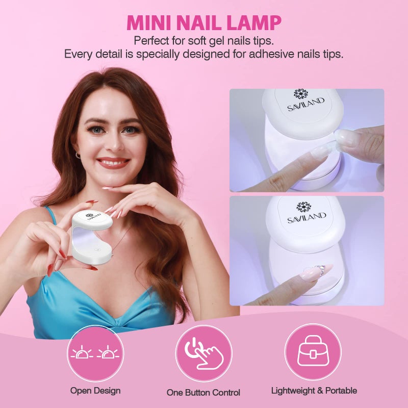 SAVILAND Almond Gel Nail Kit: Nail Drill Kit U V Lamp for Nails 500PCS Almond Nail Tips Gel Nail X Kits Nail Glue Easy Use Manicure Tool Extension Set DIY At Home Salon Gift for Women - Image 5