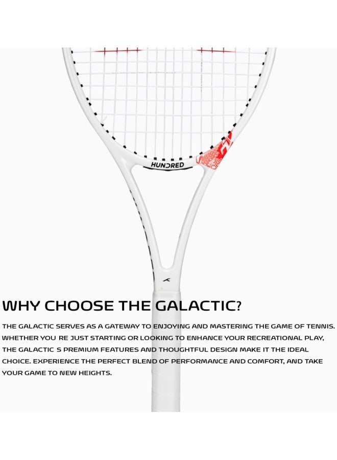 HUNDRED Galactic Strung Tennis Racket With Full Cover | 4 Points Head Light | Grip Size 2 (4 1/4 Inches) | 275 Grams (White/Grey) - Image 5