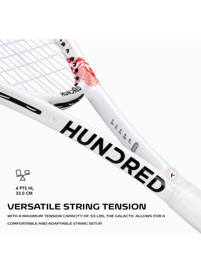 HUNDRED Galactic Strung Tennis Racket With Full Cover | 4 Points Head Light | Grip Size 2 (4 1/4 Inches) | 275 Grams (White/Grey) - Image 3