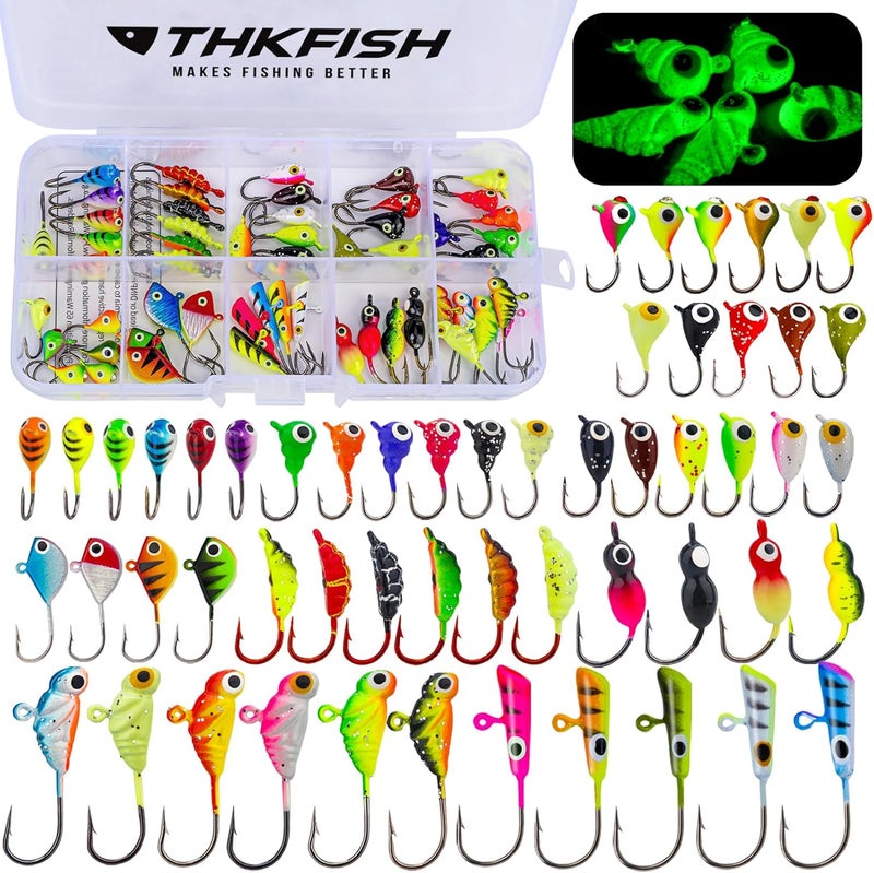 THKFISH Ice Fishing Jigs Kit Ice Fishing Lures for Walleye Perch Jigs Heads for Ice Fishing Tackle Panfish Crappie Jigs 50PCS/31PCS - Image 1