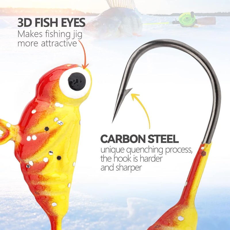THKFISH Ice Fishing Jigs Kit Ice Fishing Lures for Walleye Perch Jigs Heads for Ice Fishing Tackle Panfish Crappie Jigs 50PCS/31PCS - Image 3