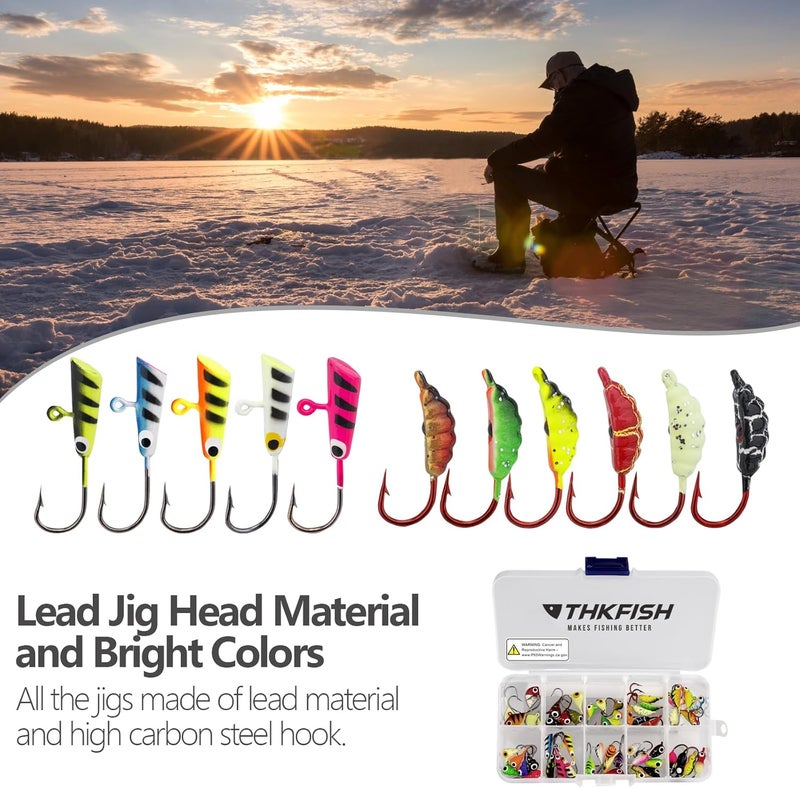 THKFISH Ice Fishing Jigs Kit Ice Fishing Lures for Walleye Perch Jigs Heads for Ice Fishing Tackle Panfish Crappie Jigs 50PCS/31PCS - Image 5