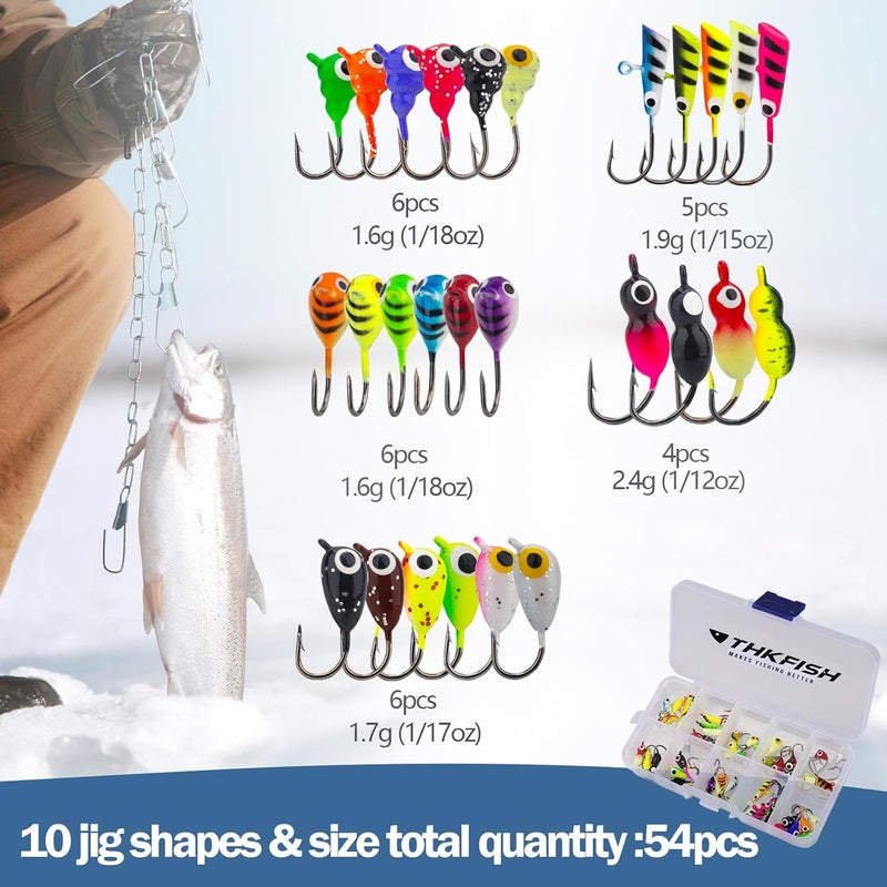 THKFISH Ice Fishing Jigs Kit Ice Fishing Lures for Walleye Perch Jigs Heads for Ice Fishing Tackle Panfish Crappie Jigs 50PCS/31PCS - Image 2