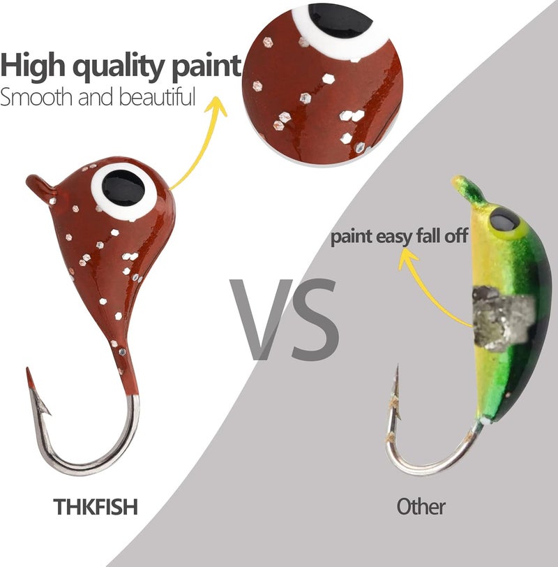 THKFISH Ice Fishing Jigs Kit Ice Fishing Lures for Walleye Perch Jigs Heads for Ice Fishing Tackle Panfish Crappie Jigs 50PCS/31PCS - Image 4