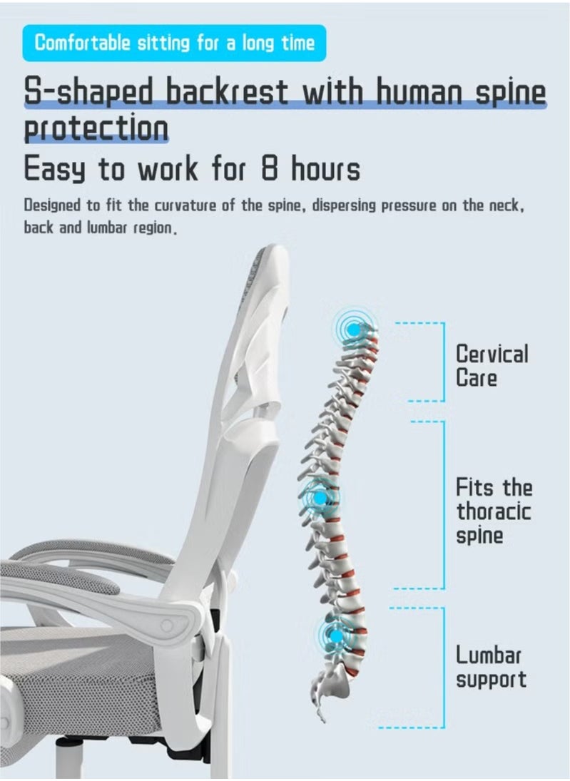 Arabest - Office Chair, Comfortable Ergonomic Swivel Computer Chair, Breathable Mesh Office Chair, Lumbar Support Task Chair with Wheels and Flip-Up Armrests, Height Adjustable, Suitable for Office or Home Use - Image 1