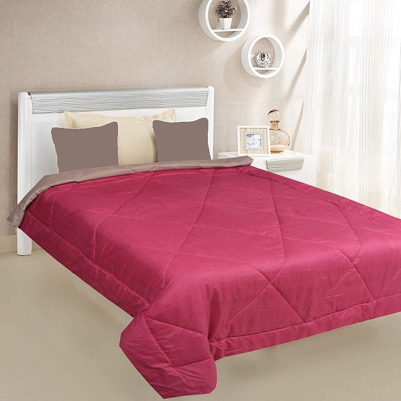 Kuber Industries Microfibre Printed Reversible Comforter, Double (Beige and Magenta, 200 GSM) - CTKTC22211 - Image 2