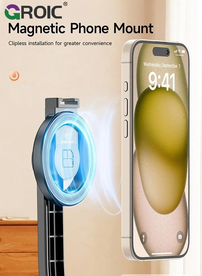 GROIC Black Magstick Selfie Stick Tripod with Remote Control, Portable Tripod, Cell Phone Holder Compatible Magsafe iPhone 15/14/13/12 Pro MAx and Samsung Android - Image 3