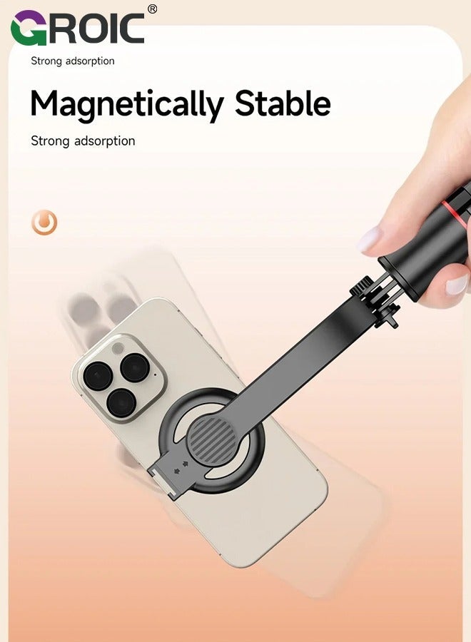 GROIC Black Magstick Selfie Stick Tripod with Remote Control, Portable Tripod, Cell Phone Holder Compatible Magsafe iPhone 15/14/13/12 Pro MAx and Samsung Android - Image 5