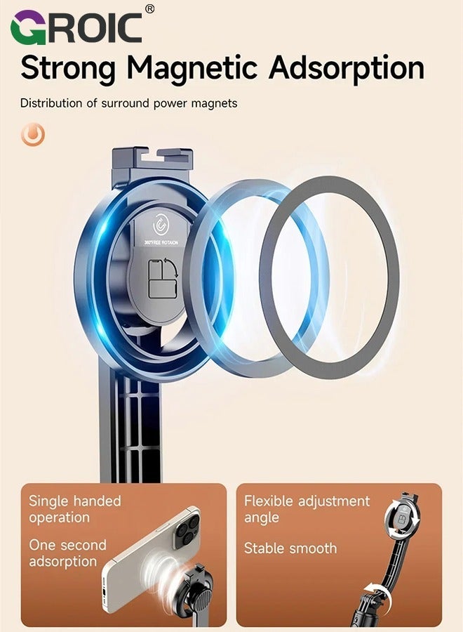 GROIC Black Magstick Selfie Stick Tripod with Remote Control, Portable Tripod, Cell Phone Holder Compatible Magsafe iPhone 15/14/13/12 Pro MAx and Samsung Android - Image 4