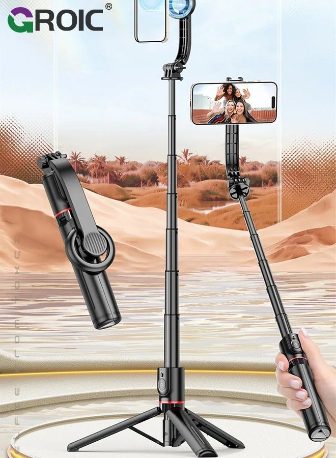 GROIC Black Magstick Selfie Stick Tripod with Remote Control, Portable Tripod, Cell Phone Holder Compatible Magsafe iPhone 15/14/13/12 Pro MAx and Samsung Android - Image 2