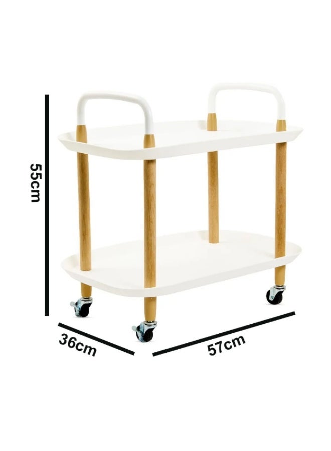 HOME TASTE Kitchen trolley natural wooden legs creates a clean and contemporary look that complements your living room, bedroom, office, or any modern interior. - Image 3