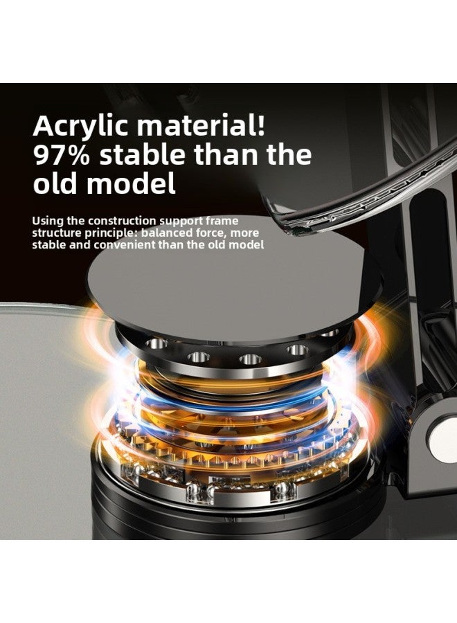 Acrylic Tablet Stand Desktop Ipad Special Metal Lazy Shelf Support Portable Foldable Rotating Live Broadcast-Color:Painted Pattern Rotating Flat Bracket [720 ° Infinite Rotation-acrylic Panel] Black Bear  - Image 4