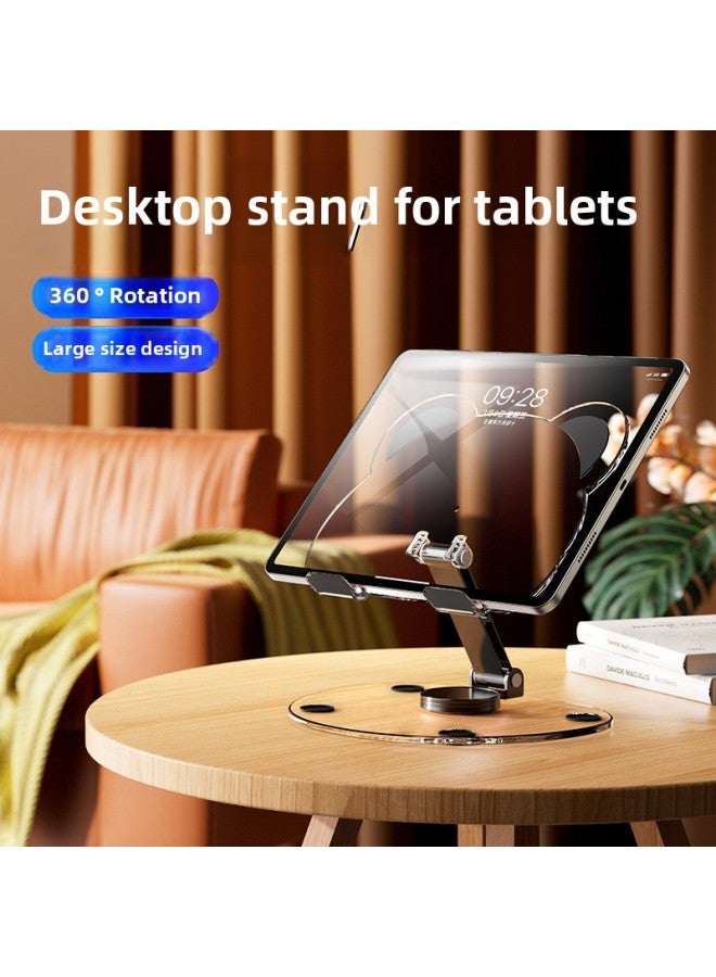 Acrylic Tablet Stand Desktop Ipad Special Metal Lazy Shelf Support Portable Foldable Rotating Live Broadcast-Color:Painted Pattern Rotating Flat Bracket [720 ° Infinite Rotation-acrylic Panel] Black Bear  - Image 2