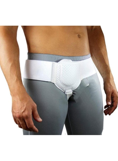 Inguinal Hernia Support Belt for Men, One Side Adjustable Inguinal Hernia Belt for Men with Removable Compression Pads White