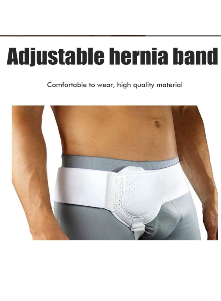Inguinal Hernia Support Belt for Men, One Side Adjustable Inguinal Hernia Belt for Men with Removable Compression Pads White