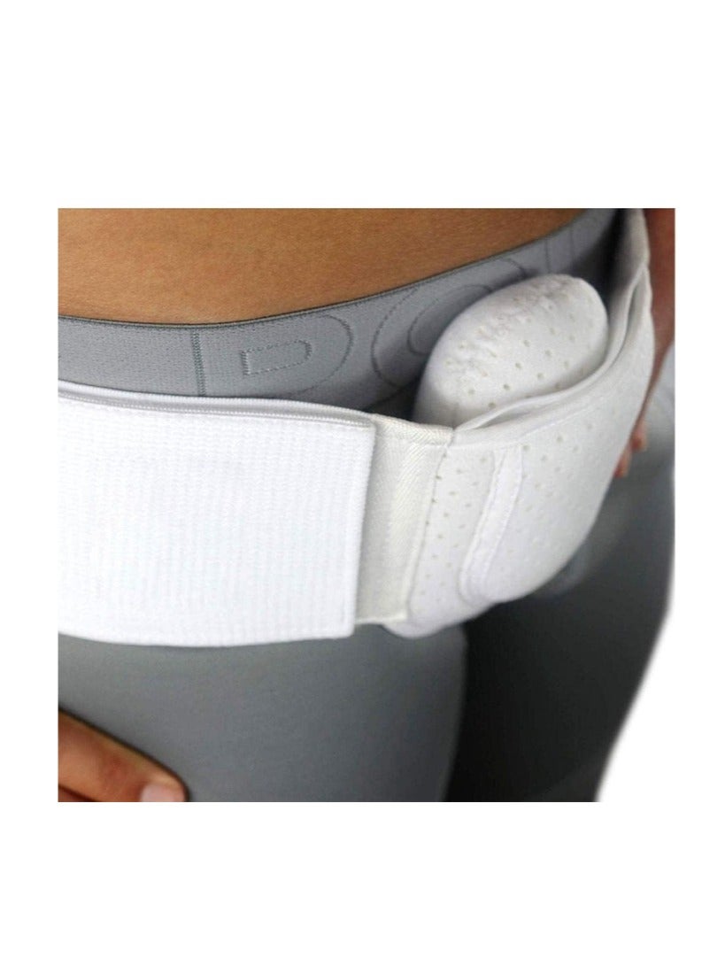 Inguinal Hernia Support Belt for Men, One Side Adjustable Inguinal Hernia Belt for Men with Removable Compression Pads White
