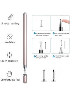 Occuwzz Five pack, 2-in-1 stylus and ballpoint pen, compatible with Apple, Android, tablets/all touch devices, for drawing, clipping, office notes, with two discs  - Image 2