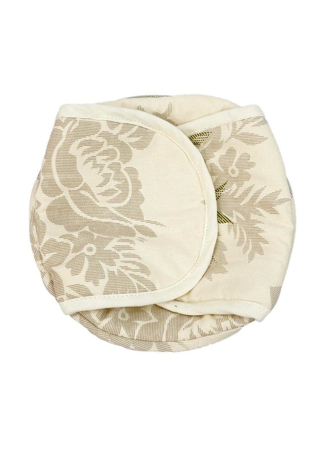 Swayam Swayam 100% Cotton Cloth Roti Cassrole | Hot Chapati Box, Washable with Chain | Bread Basket White Colored and Floral Design | Pack of 1  - Image 1