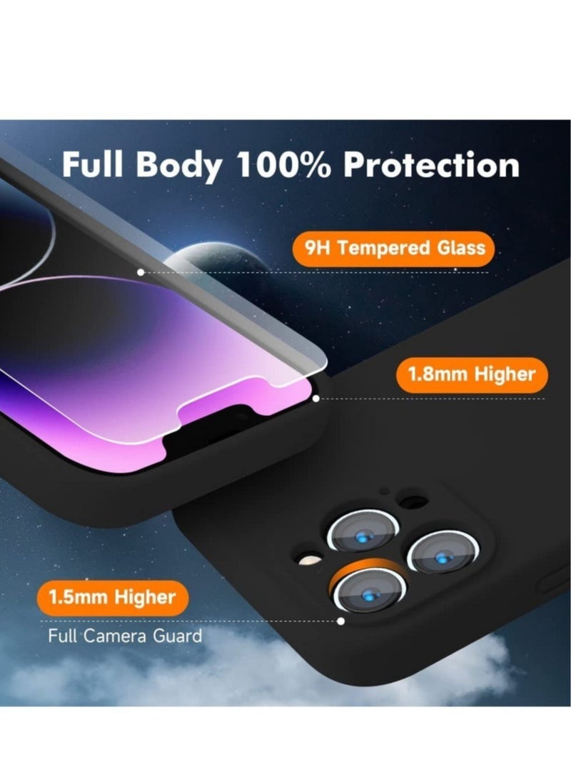 ELTRAZONE Silicone Magnetic Case for iPhone 14 Pro + 2 Pack Tempered Glass Screen Protector Magsafe Case Silicone Phone Case with Microfiber Lining for iPhone 14 Pro 6.1 inch 2022,Black - Image 2