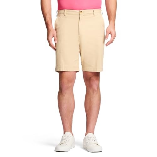 IZOD Men's Classic Saltwater 9.5" Flat Front Chino Short, Pale Khaki, 34 - Image 1
