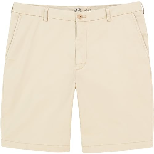IZOD Men's Classic Saltwater 9.5" Flat Front Chino Short, Pale Khaki, 34 - Image 2