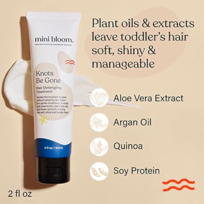 Mini Bloom KNOTS BE GONE DETANGLING CONDITIONER TREATMENT | DETANGLER BABY & KID SAFE | MADE W/ SHEA BUTTER, PLANT RICH OILS & FLOWER EXTRACTS | LEAVES HAIR SOFT, SHINY, MANAGEABLE & TANGLE-FREE - Image 2
