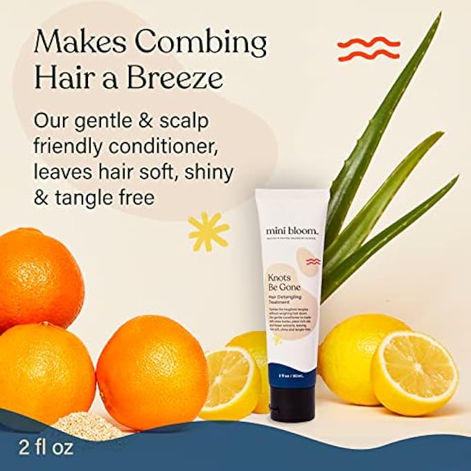 Mini Bloom KNOTS BE GONE DETANGLING CONDITIONER TREATMENT | DETANGLER BABY & KID SAFE | MADE W/ SHEA BUTTER, PLANT RICH OILS & FLOWER EXTRACTS | LEAVES HAIR SOFT, SHINY, MANAGEABLE & TANGLE-FREE - Image 3