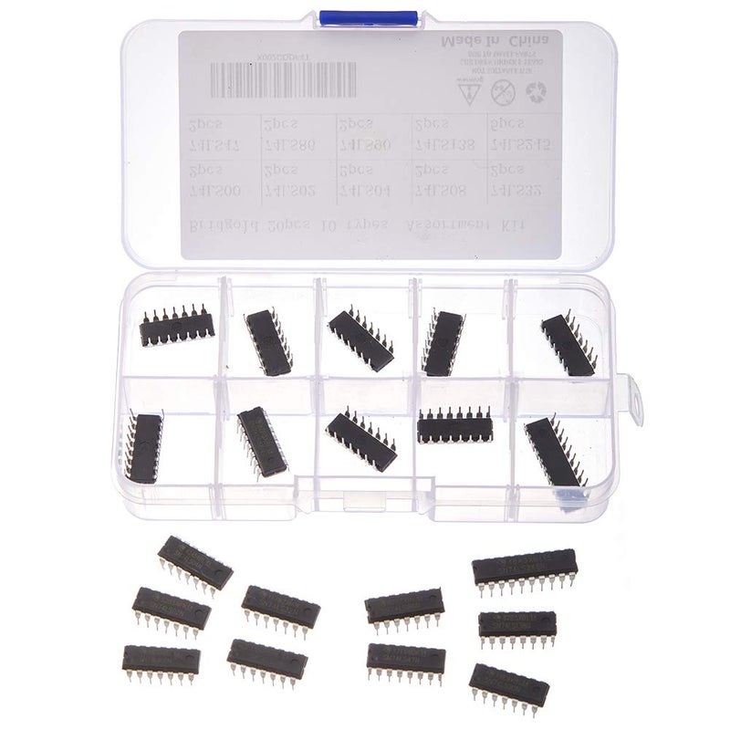 Bridgold 20 قطعة 10 أنواع من سلسلة 74LSxx من الدوائر المتكاملة المنطقية منخفضة الطاقة، شريحة رقمية متكاملة، تشمل: 74LS00 74LS02 74LS04 74LS08 74LS32 74LS47 74LS86 74LS90 74LS138 74LS245 كل منها 2 قطعة. - Image 4