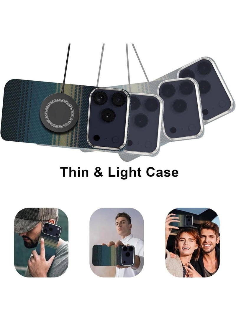 For iPhone 17 Pro Max Case: Carbon Fiber Texture Magnetic Charging Compatible - Ultra Slim Lightweight Shockproof - Stylish Minimalist Design for Business Professionals (Blue, 17 Pro Max) - Image 4
