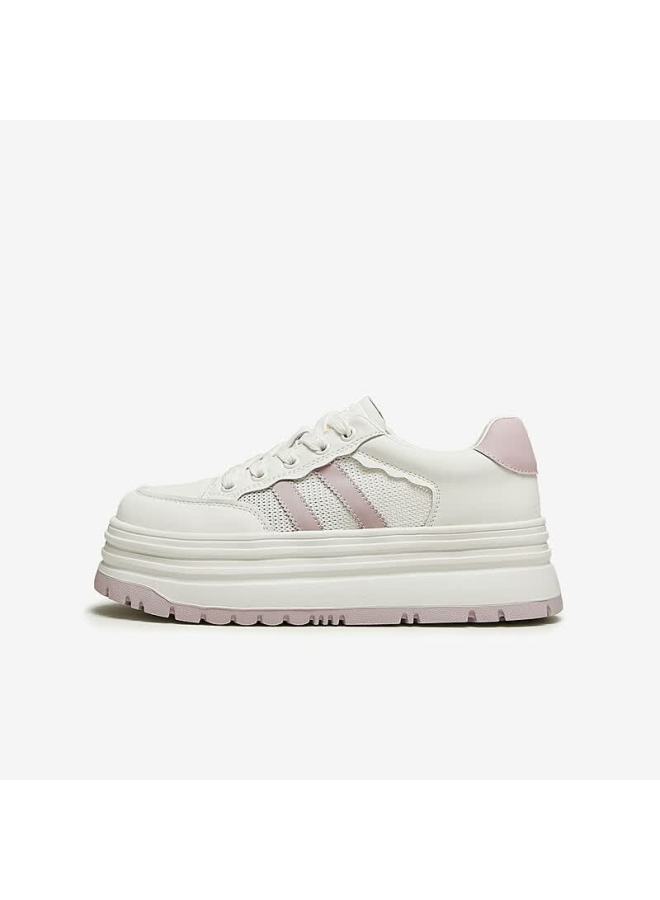 Tata Women's Thick-soled Casual Sneakers Breathable White Purple Dwbx3bm4 Size 38 - Image 2
