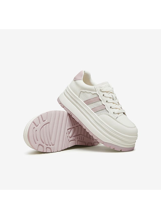 Tata Women's Thick-soled Casual Sneakers Breathable White Purple Dwbx3bm4 Size 38 - Image 5