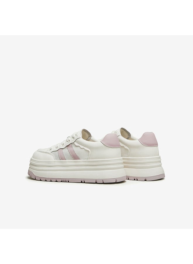 Tata Women's Thick-soled Casual Sneakers Breathable White Purple Dwbx3bm4 Size 38 - Image 3