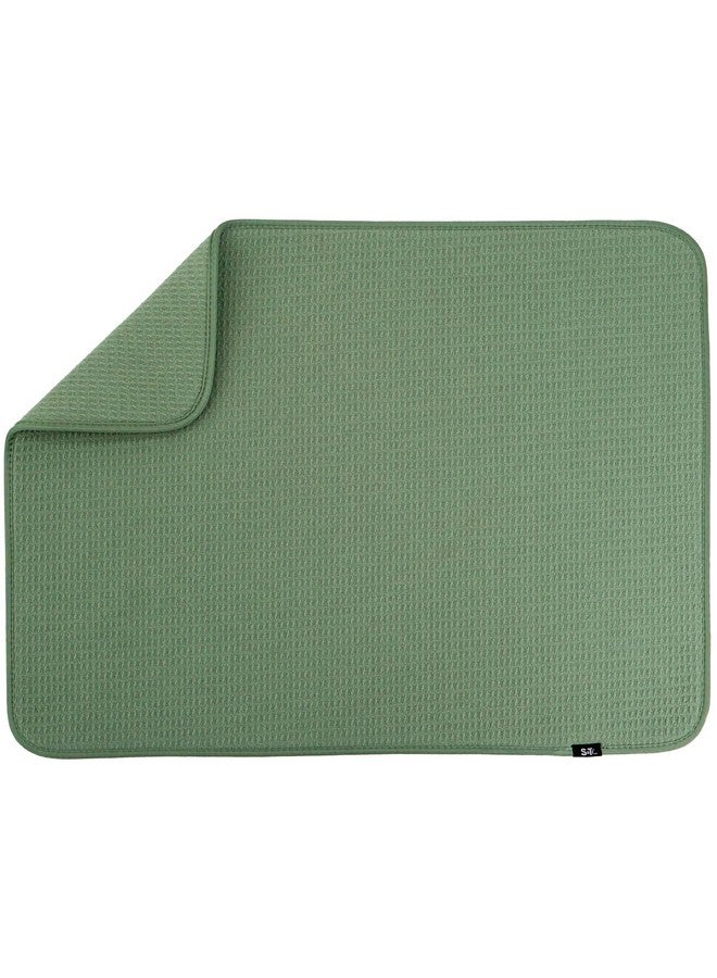 S&T INC. S&T INC. Dish Drying Mat XL, 18” x 24”, Absorbent Microfiber Kitchen Counter Mat, Dish Drying Pad for Dishes, Utensils, Pots and Pans, Extra Large, Sage Green  - Image 1