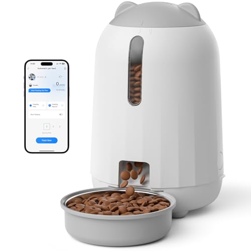 PAPIFEED Automatic Cat Feeder with App 24G WiFi Cat Food Dispenser 3L Timed Cat Feeders for Dry Food Slow Feeding Mode Dual Power Supply Smart Pet Feeder for Cat Grey - Image 1