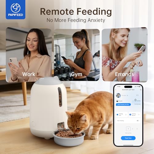PAPIFEED Automatic Cat Feeder with App 24G WiFi Cat Food Dispenser 3L Timed Cat Feeders for Dry Food Slow Feeding Mode Dual Power Supply Smart Pet Feeder for Cat Grey - Image 3