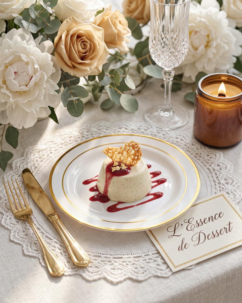 bUCLA 100Pieces Gold Plastic Plates - 6.25inch White with Gold Rim Disposable Salad/Dessert/Appetizer/Small Cake Plates Premium Hard - Ideal for Wedding, Party - Image 3