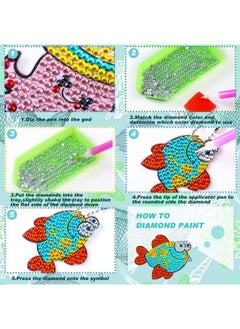 Mtlee 8 Pcs Diamond Art Keychains Diamond Painting Keychains Kids Arts And Crafts 5D Diamond Painting Kits Gem Art Diamond Keychains For Boys Girls Ages 812 Diy Gift Birthday Party Favors (Ocean Style)  - Image 4