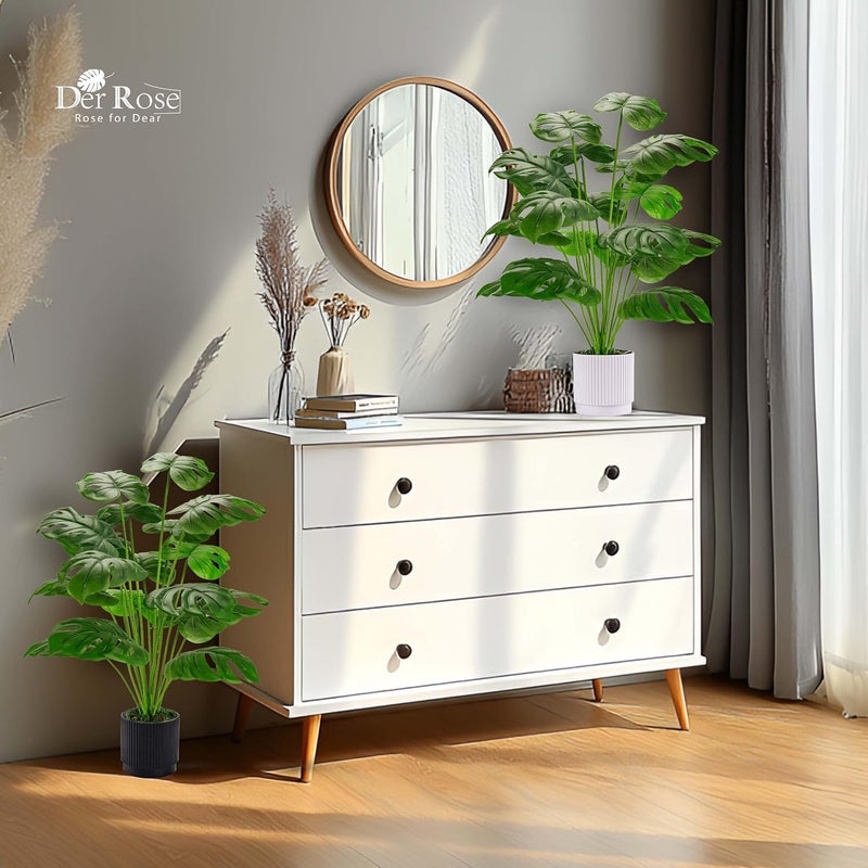 Der Rose 28" 2 Packs Fake Plants Large Artificial Monstera Faux Plants Indoor Tall for Floor Home Office Farmhouse Bedroom Decor - Image 5