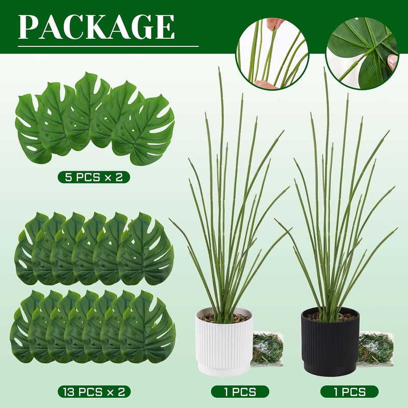Der Rose 28" 2 Packs Fake Plants Large Artificial Monstera Faux Plants Indoor Tall for Floor Home Office Farmhouse Bedroom Decor - Image 4