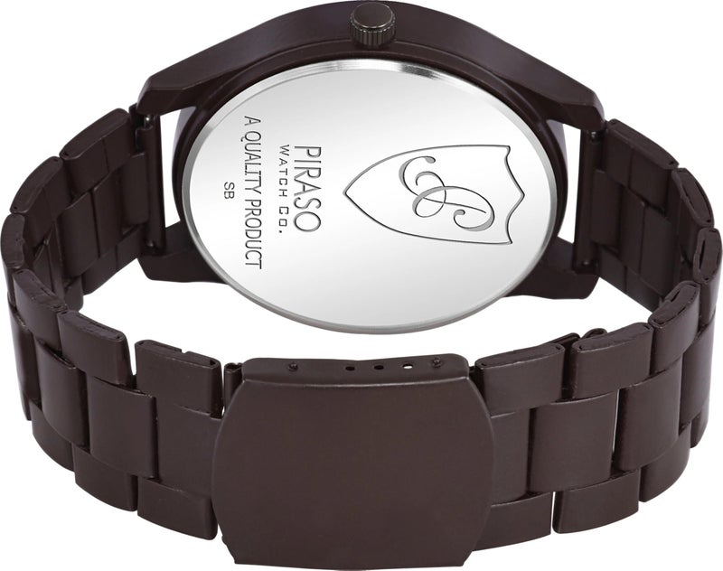 PIRASO Analog Day and Date Working Display Brown Dial & Brown Chain Watch for Men & Boys - Image 4