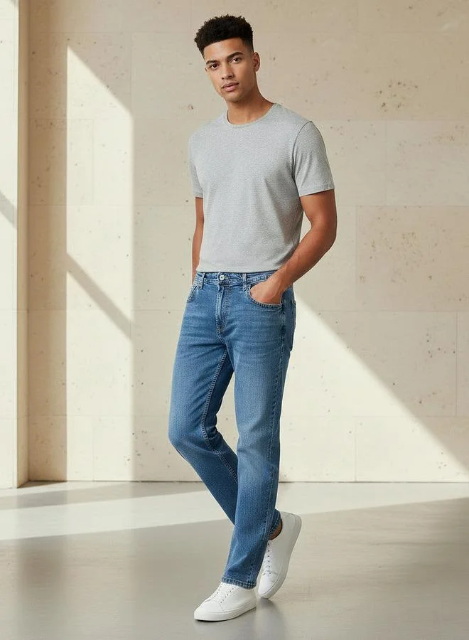 سبلاش فيڤ جينز رجالي بخصر مرن بقصة مستقيمة وجيوب